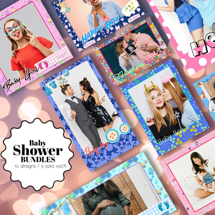Baby Shower Bundle (10 Designs) - 360 Photo Booth Template Overlays