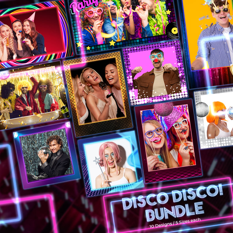 Load image into Gallery viewer, Disco Disco! Bundle (10 Designs) - 360 Photo Booth Template Overlays
