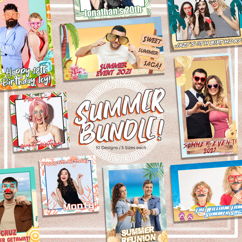 Load image into Gallery viewer, Summer Bundle (10 Designs) - 360 Photo Booth Template Overlays
