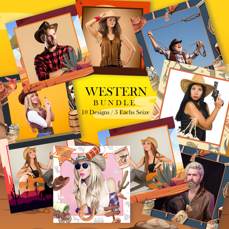 Load image into Gallery viewer, Western Bundle (10 Designs) - 360 Photo Booth Template Overlays
