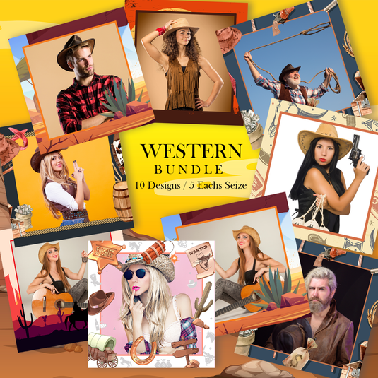 Western Bundle (10 Designs) - 360 Photo Booth Template Overlays