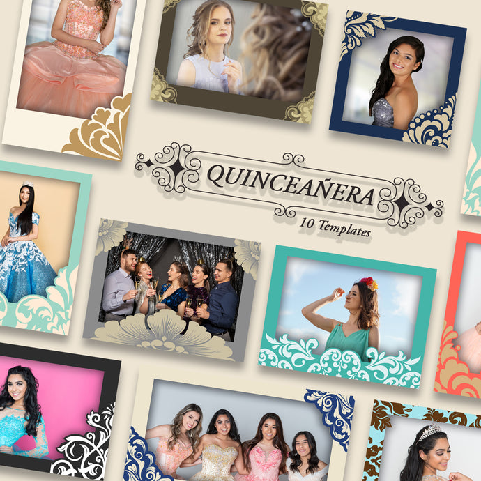 Quinceañera Bundle (10 Designs) - 360 Photo Booth Template Overlays