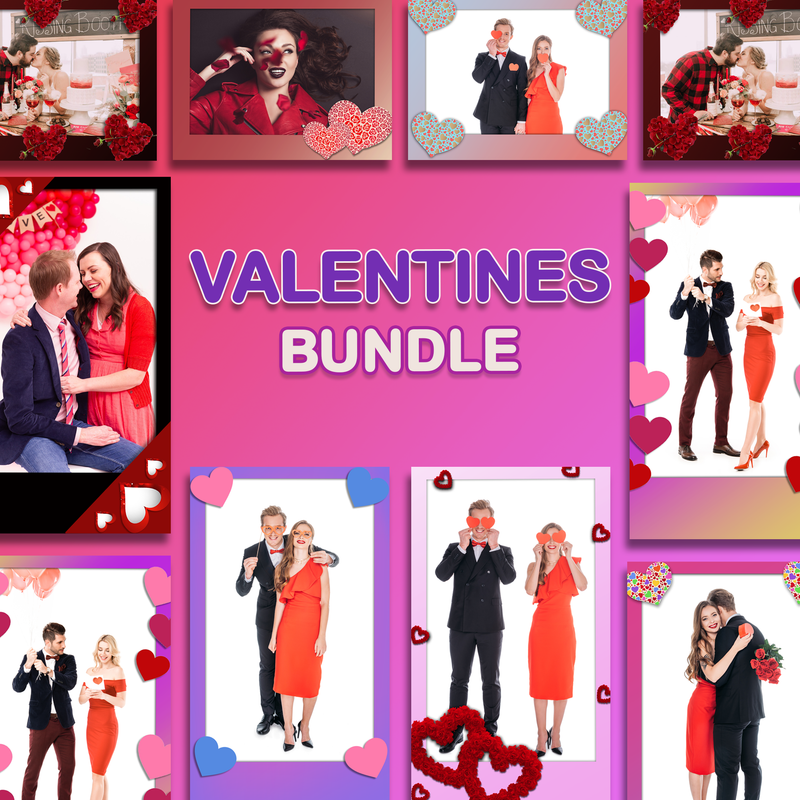 Load image into Gallery viewer, Valentines Day Bundle 2 (10 Designs) - 360 Photo Booth Template Overlays
