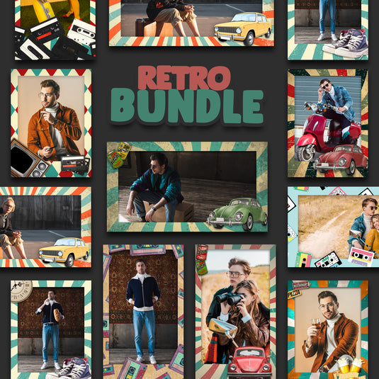 Retro 2 Bundle (10 Designs) - 360 Photo Booth Template Overlays
