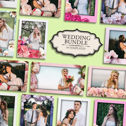 Wedding Bundle (10 Designs) - 360 Photo Booth Template Overlays