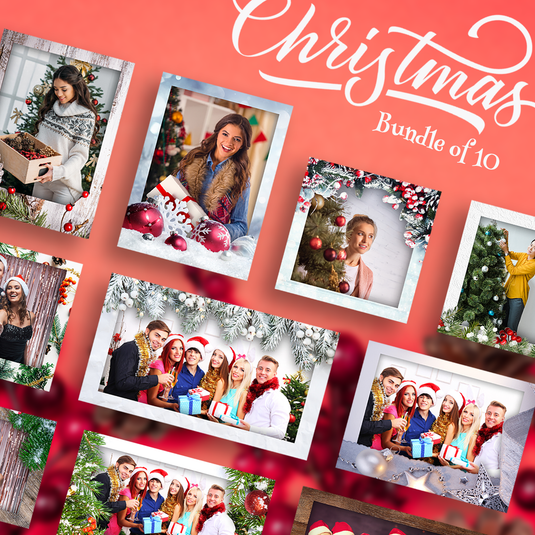 White Christmas Bundle (10 Designs) - 360 Photo Booth Template Overlays
