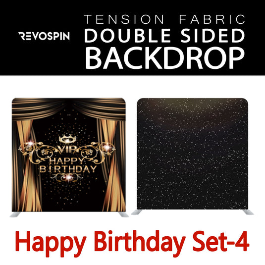 Happy Birthday Set-4 Double Sided Tension Fabric Photo Booth Backdrop