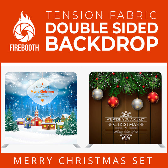 Christmas Set-32 Double Sided Square Tension Fabric Photo Booth Backdrop