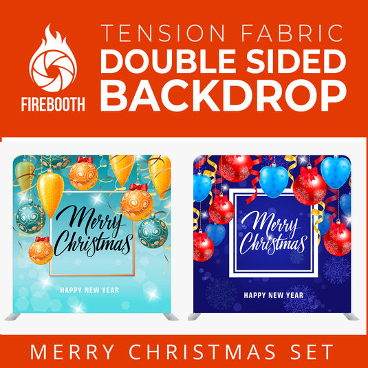 Merry Christmas Set46 Double Sided Tension Fabric Photo Booth Backdrop