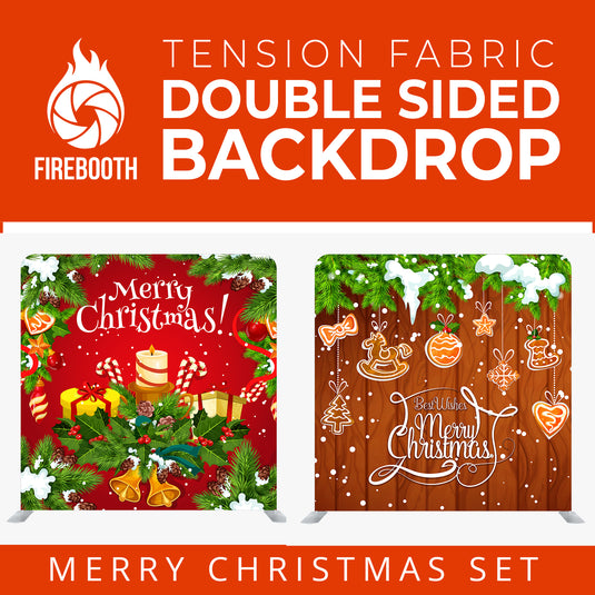 Merry Christmas Set50 Double Sided Tension Fabric Photo Booth Backdrop
