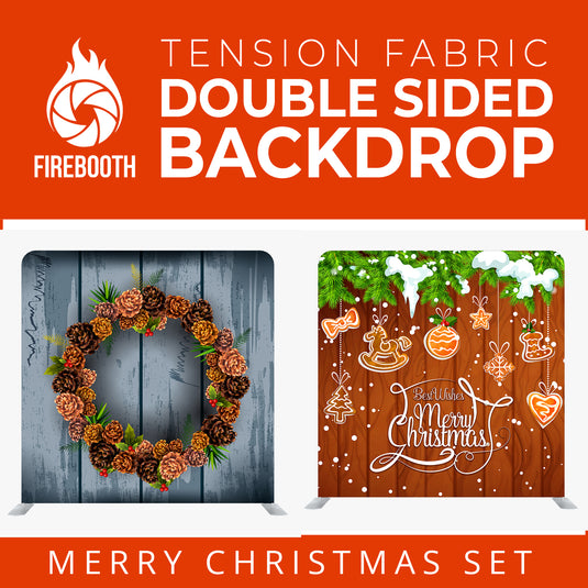 Merry Christmas Set51 Double Sided Tension Fabric Photo Booth Backdrop