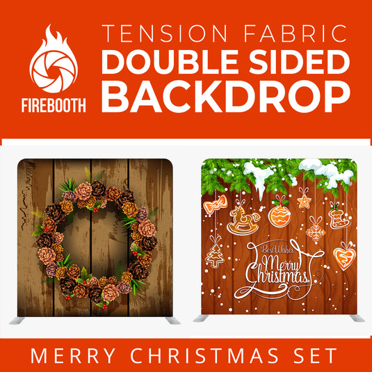 Merry Christmas Set52 Double Sided Tension Fabric Photo Booth Backdrop