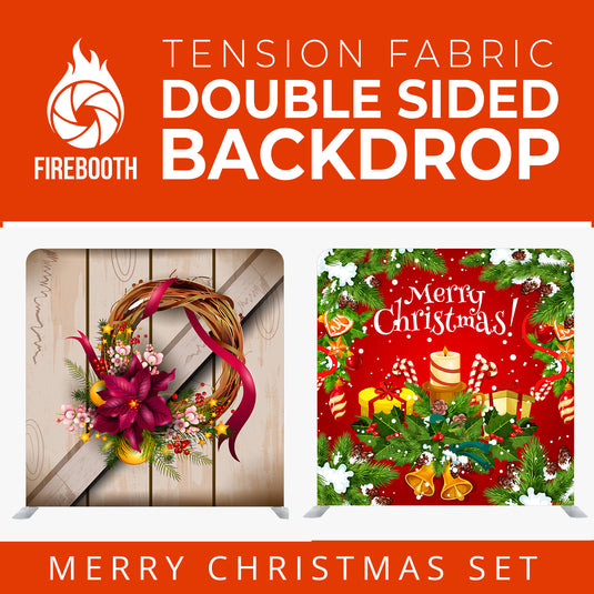 Merry Christmas Set53 Double Sided Tension Fabric Photo Booth Backdrop