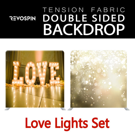 Love Lights Set Double Sided Tension Fabric Photo Booth Backdrop