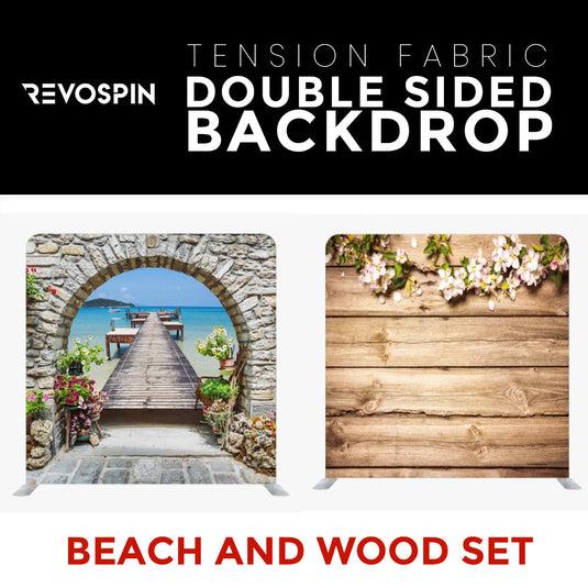 Beach and Wood Set Double Sided Tension Fabric Photo Booth Backdrop