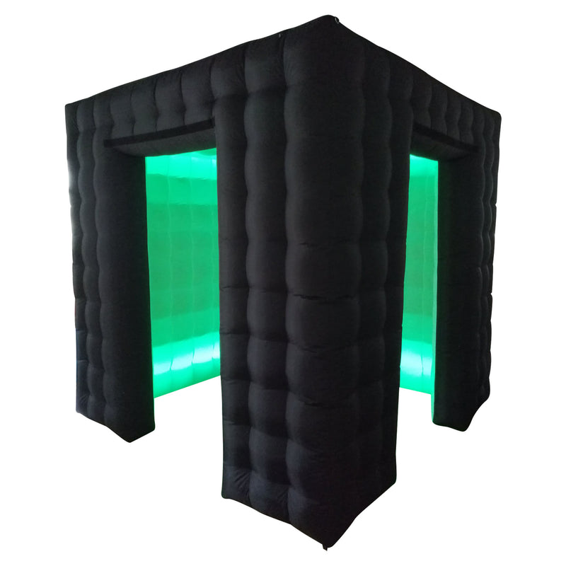 Load image into Gallery viewer, Black LED Inflatable Photo Booth Cube Enclosure

