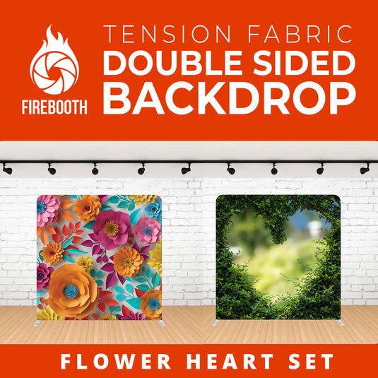 Flower Heart Set Double Sided Tension Fabric Photo Booth Backdrop