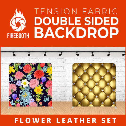Flower Leather Set-2 Double Sided Tension Fabric Photo Booth Backdrop