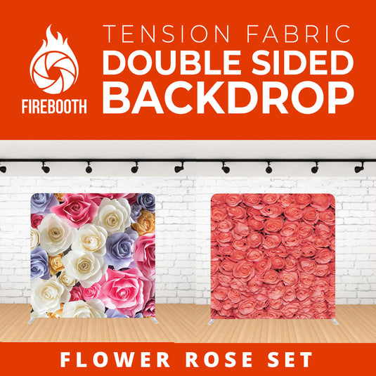 Flower Rose Set Double Sided Tension Fabric Photo Booth Backdrop