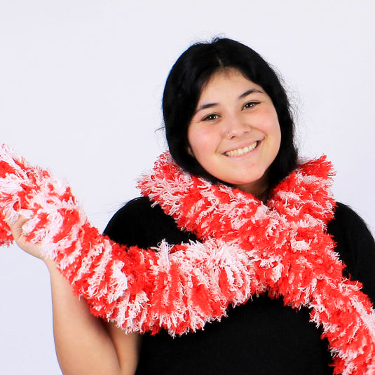 FireBooth™ No Mess Super Sized Featherless Boa - Red and White