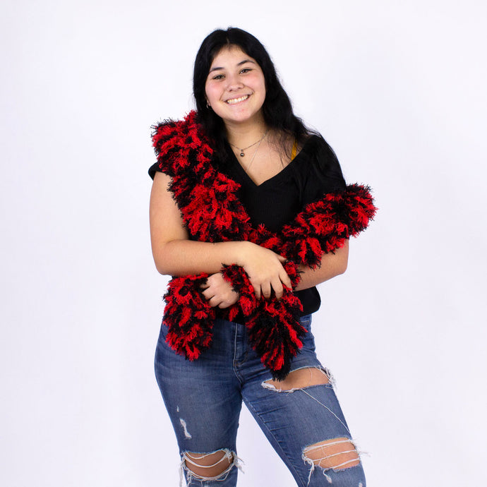 FireBooth™ No Mess Super Sized Featherless Boa - Black and Red