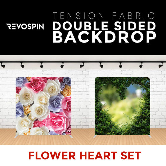 Flower Heart Set-1 Double Sided Tension Fabric Photo Booth Backdrop
