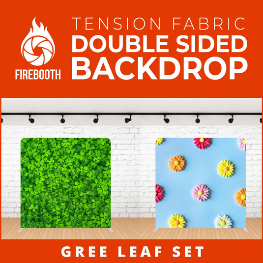 Green Leaf Set Double Sided Tension Fabric Photo Booth Backdrop