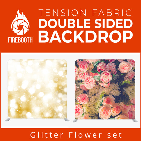 Glitter Flower Set2 Double Sided Tension Fabric Photo Booth Backdrop