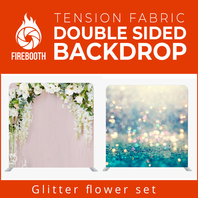 Glitter Flower Set1 Double Sided Tension Fabric Photo Booth Backdrop
