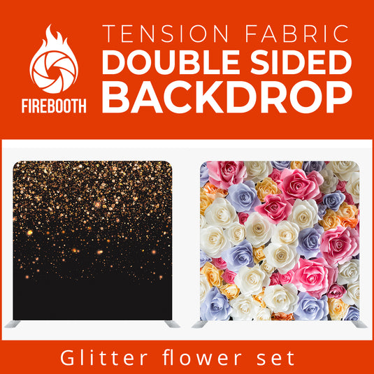 Glitter Flower Set Double Sided Tension Fabric Photo Booth Backdrop