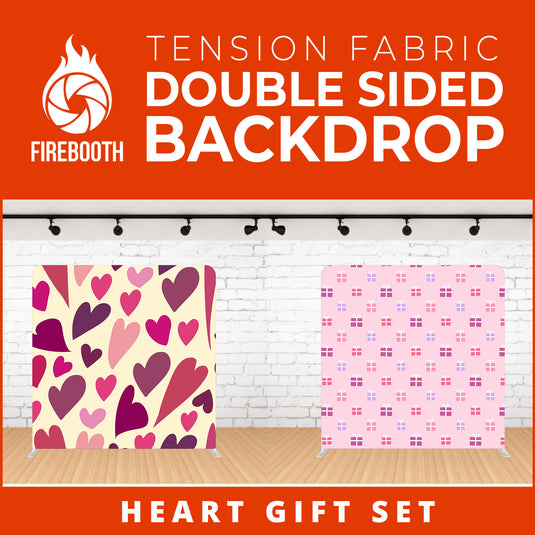 Heart Gift Set Double Sided Tension Fabric Photo Booth Backdrop