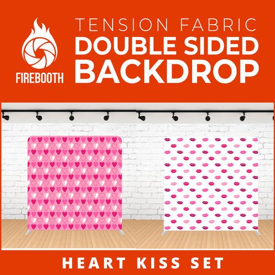 Heart Kiss Set Double Sided Tension Fabric Photo Booth Backdrop