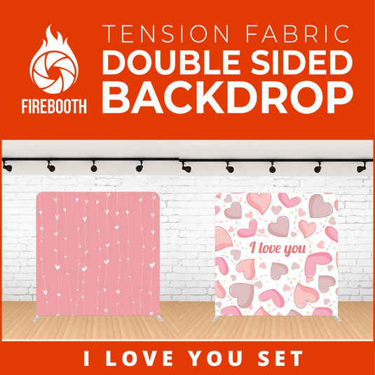 I Love You Set Double Sided Tension Fabric Photo Booth Backdrop