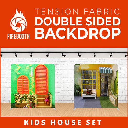 Kids House Set Double Sided Tension Fabric Photo Booth Backdrop