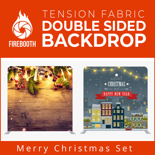 Merry Christmas Set15 Double Sided Tension Fabric Photo Booth Backdrop