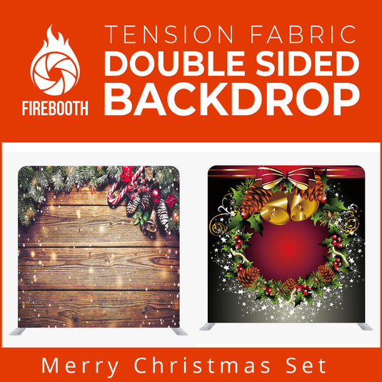 Merry Christmas Set1 Double Sided Tension Fabric Photo Booth Backdrop