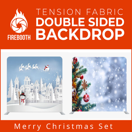 Merry Christmas Set20 Double Sided Tension Fabric Photo Booth Backdrop