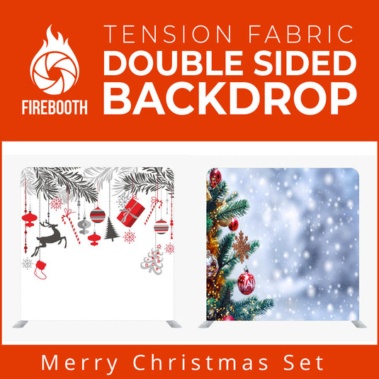 Merry Christmas Set21 Double Sided Tension Fabric Photo Booth Backdrop