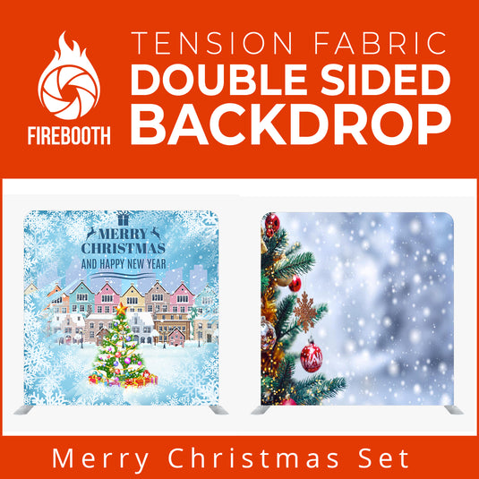 Merry Christmas Set22 Double Sided Tension Fabric Photo Booth Backdrop