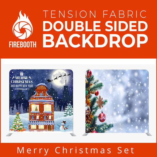 Merry Christmas Set23 Double Sided Tension Fabric Photo Booth Backdrop