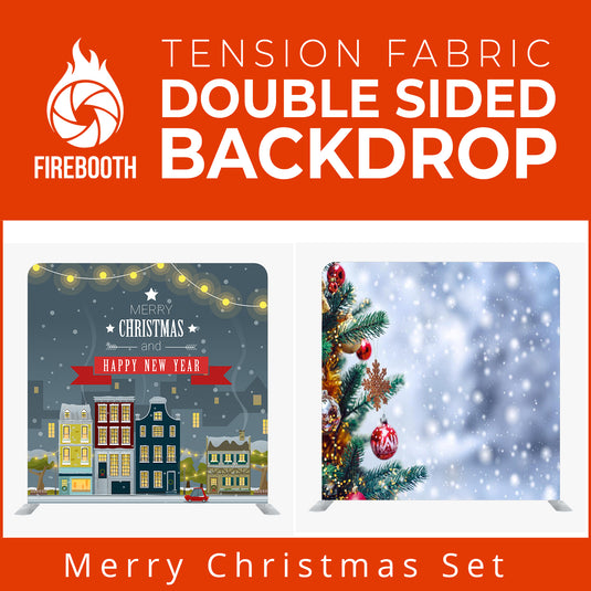Merry Christmas Set24 Double Sided Tension Fabric Photo Booth Backdrop