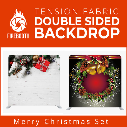 Merry Christmas Set3 Double Sided Tension Fabric Photo Booth Backdrop