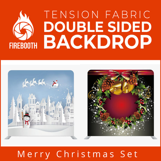 Merry Christmas Set4 Double Sided Tension Fabric Photo Booth Backdrop