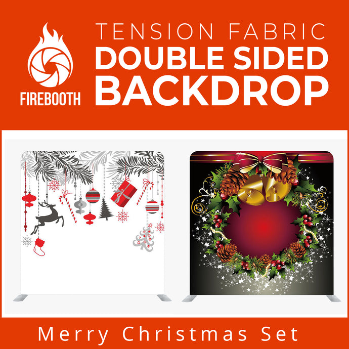 Merry Christmas Set6 Double Sided Tension Fabric Photo Booth Backdrop