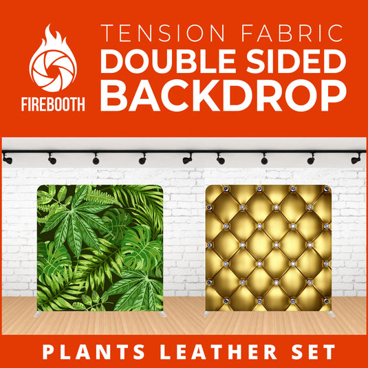 Plants Leather Set Double Sided Tension Fabric Photo Booth Backdrop