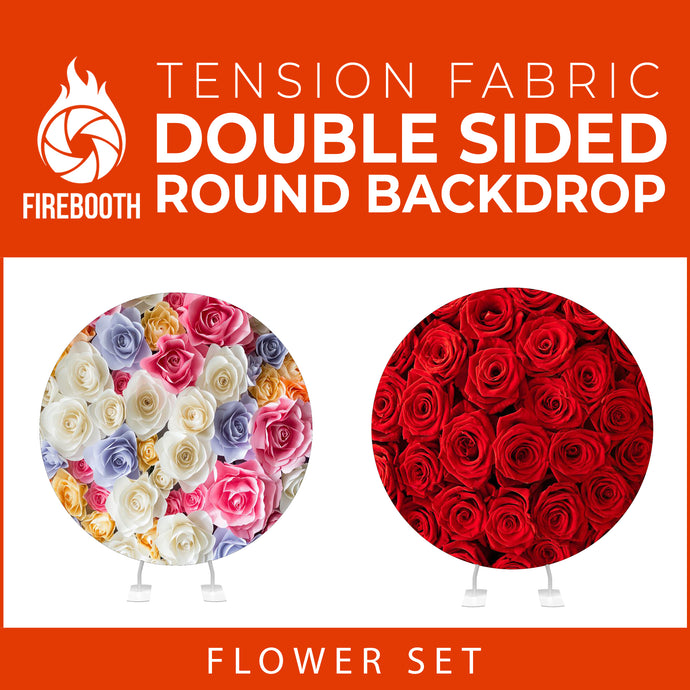 Flower Set-08 Double Sided Round Tension Fabric Photo Booth Backdrop