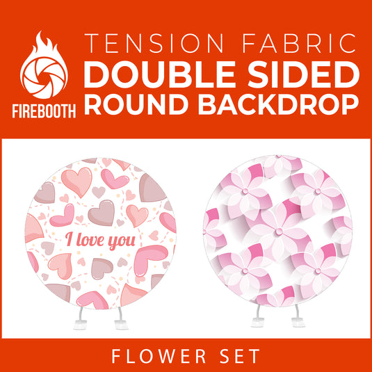 Flower Set-10 Double Sided Round Tension Fabric Photo Booth Backdrop