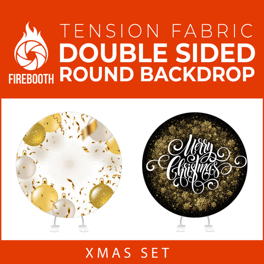 Xmas Set-02 Double Sided Round Tension Fabric Photo Booth Backdrop