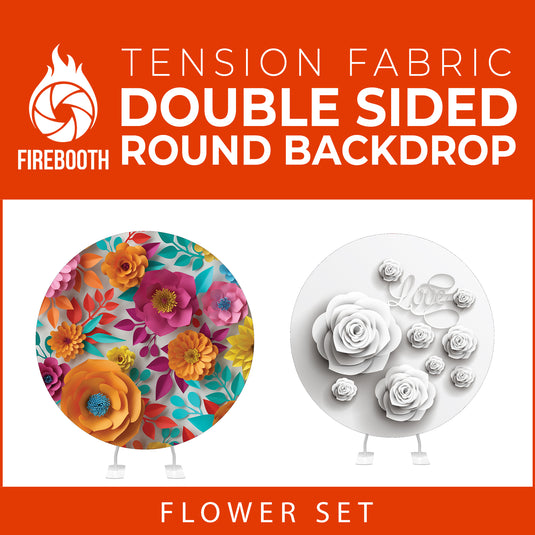 Flower Set-01 Double Sided Round Tension Fabric Photo Booth Backdrop