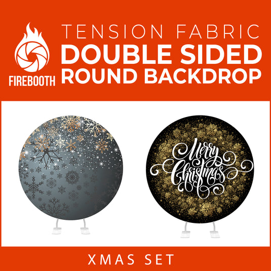 Xmas Set-01 Double Sided Round Tension Fabric Photo Booth Backdrop